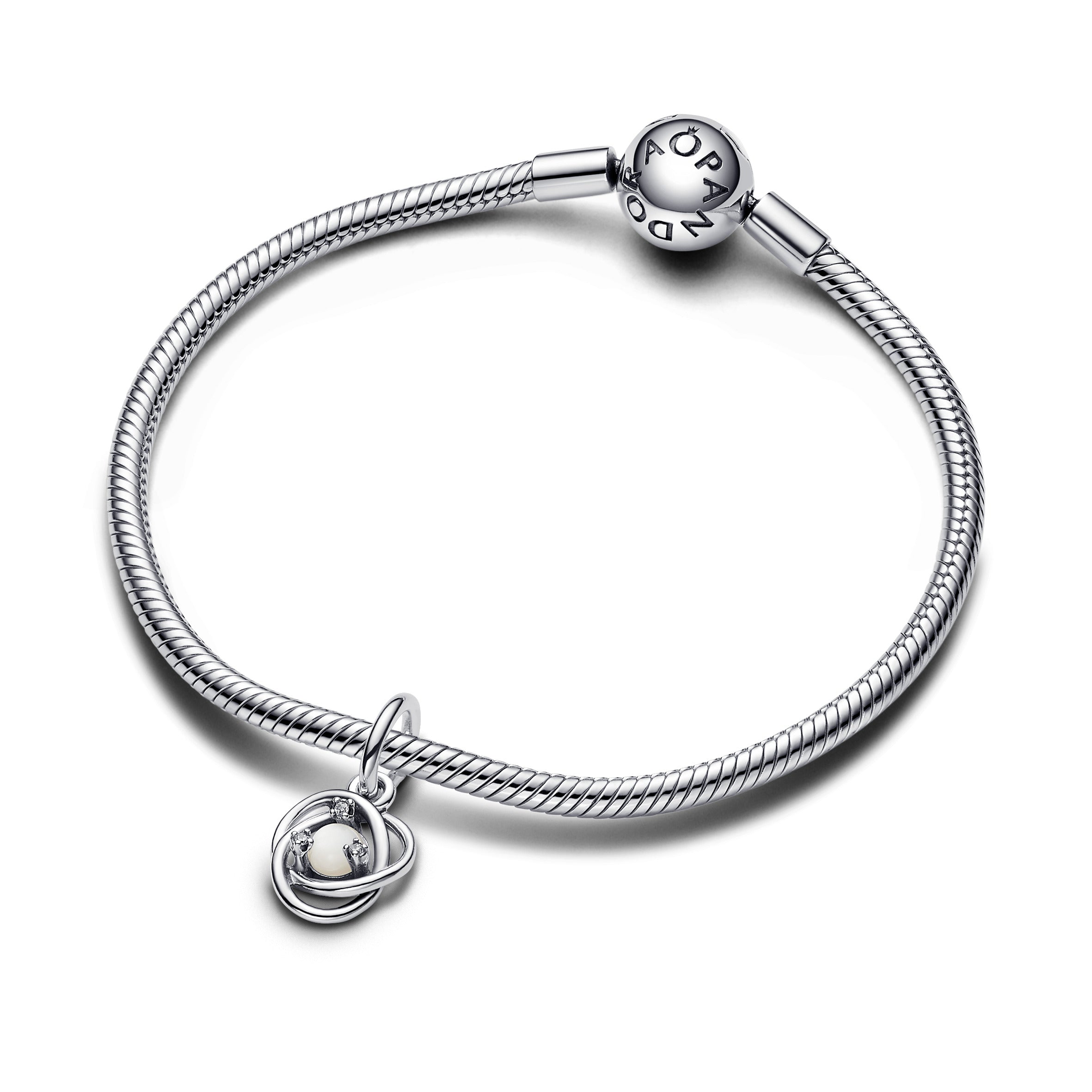 June White Eternity Circle Dangle Charm