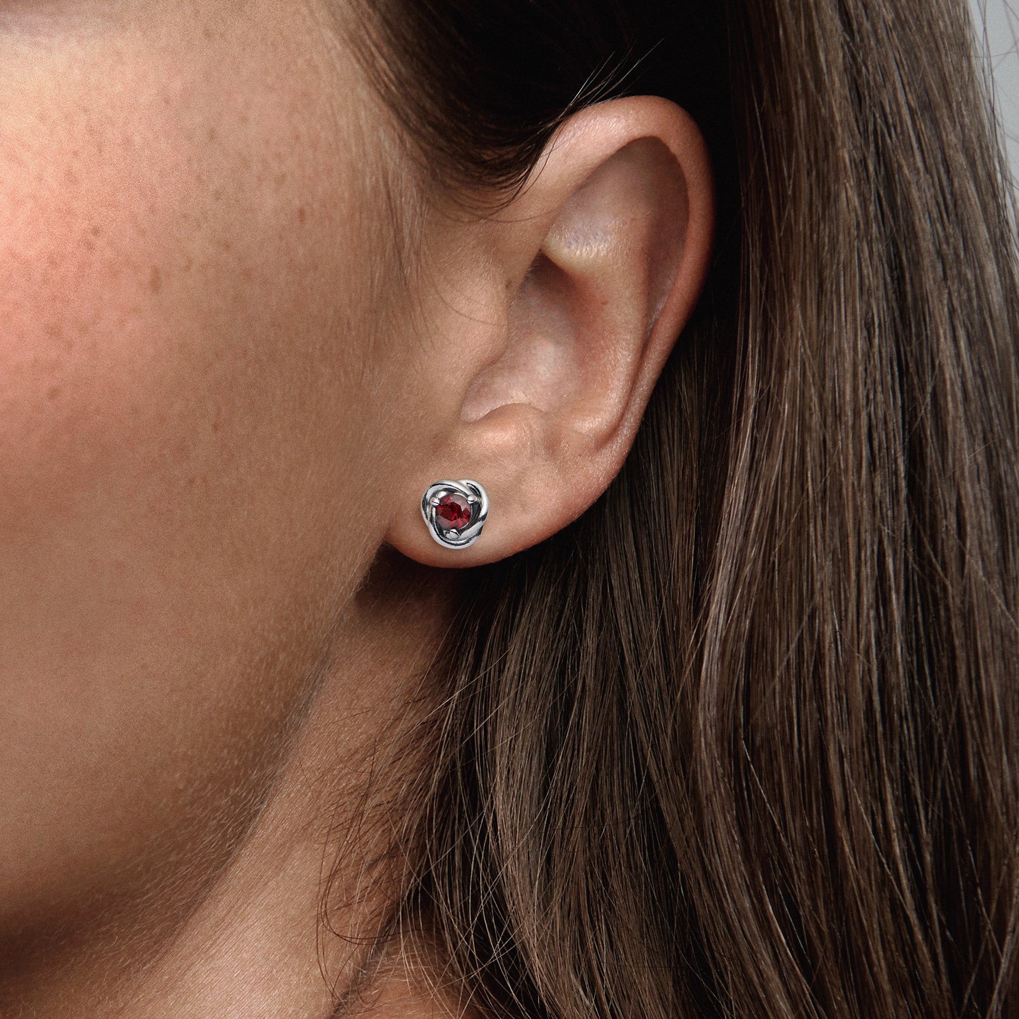 Red Eternity Circle Stud Earrings