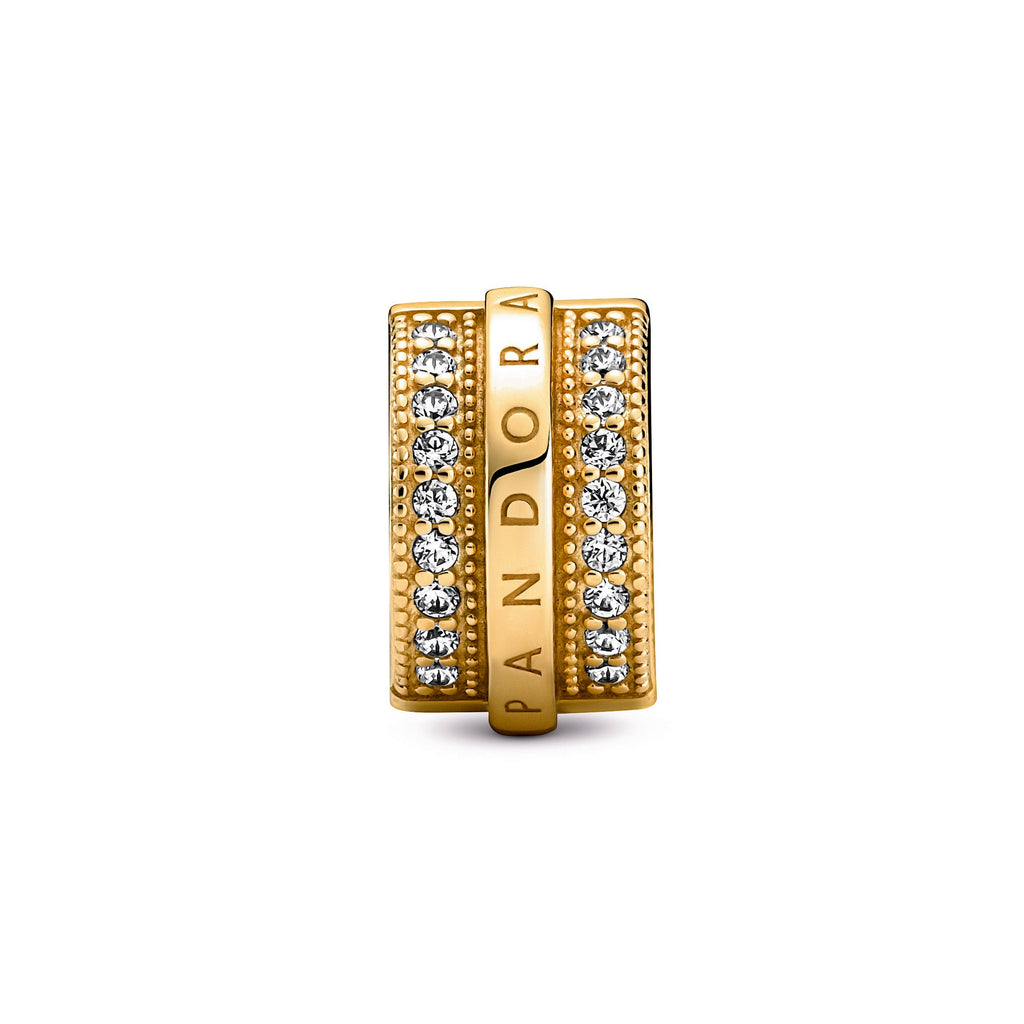 Sparkling Pavé Lines & Logo Clip Charm