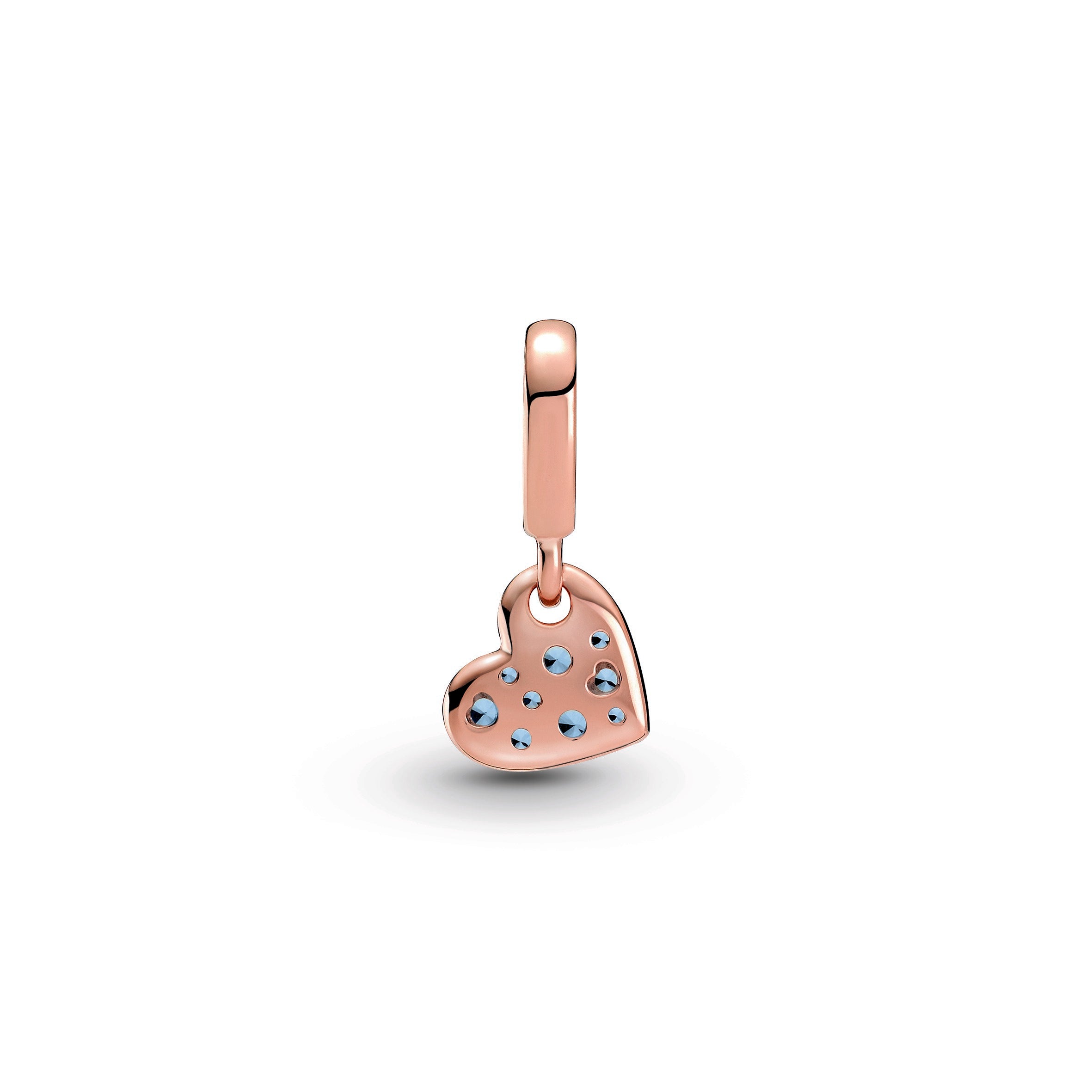 Light Blue Pavé Tilted Heart Dangle Charm