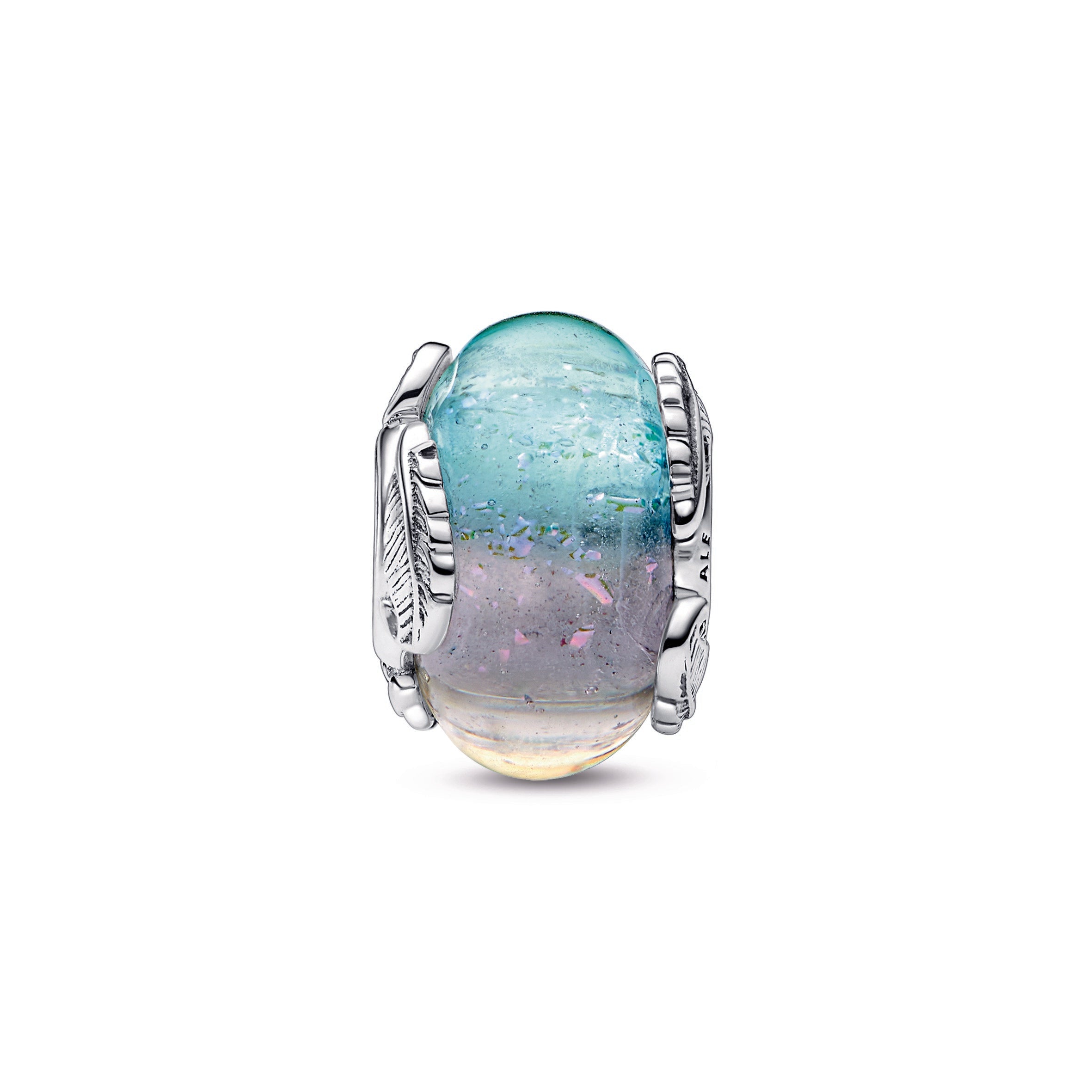 Multicolour Murano Glass & Curved Feather Charm