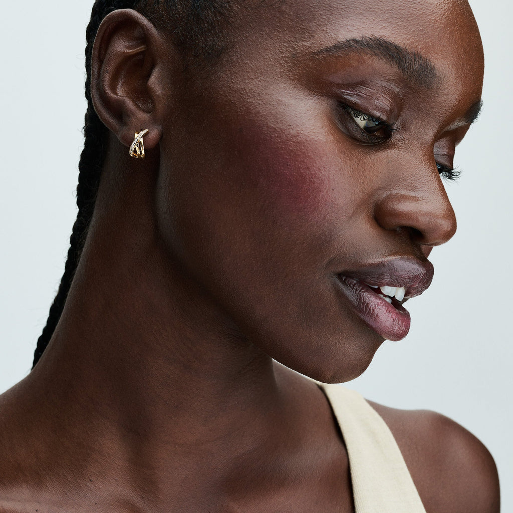 Crossover Pavé Hoop Earrings