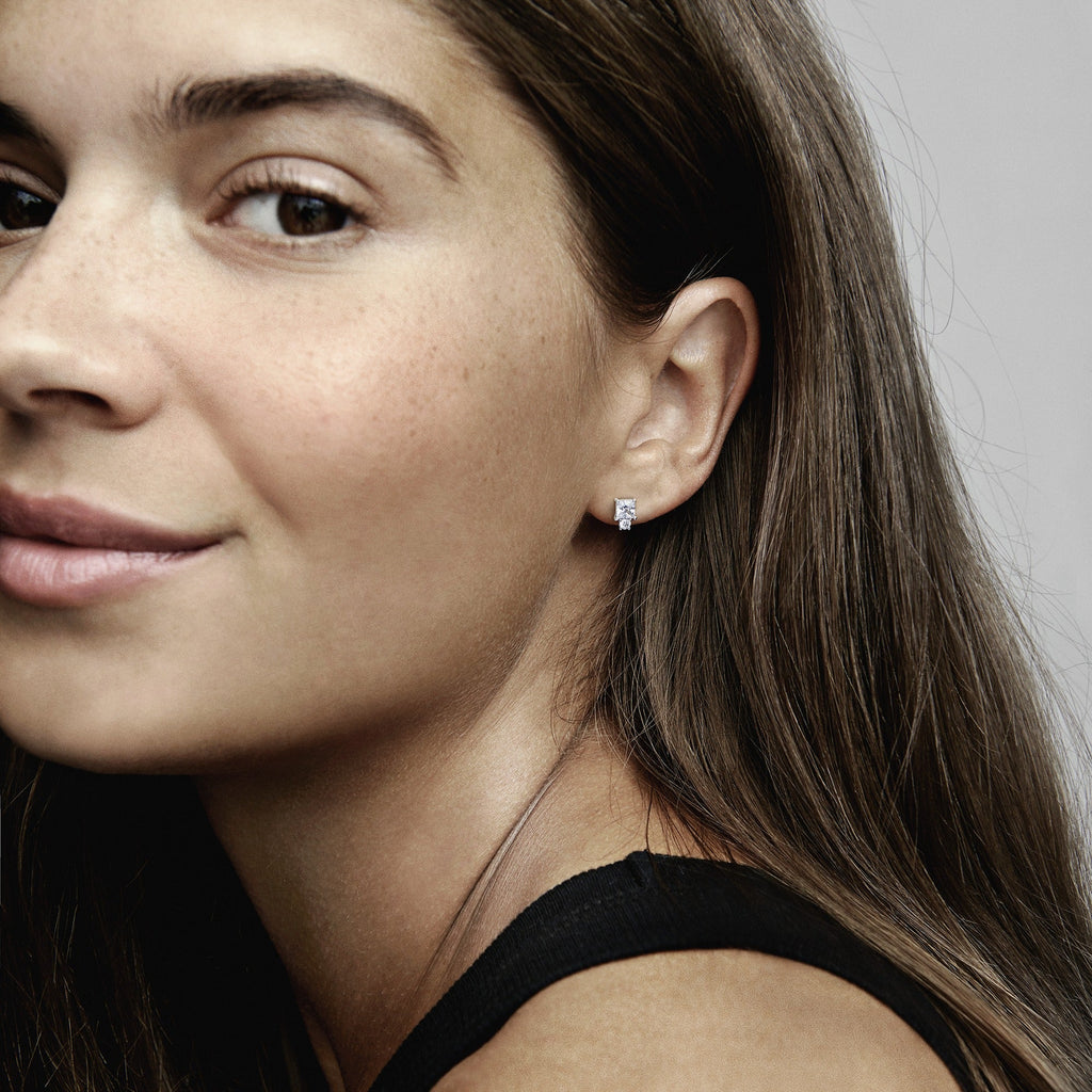 Sparkling Round & Square Earrings