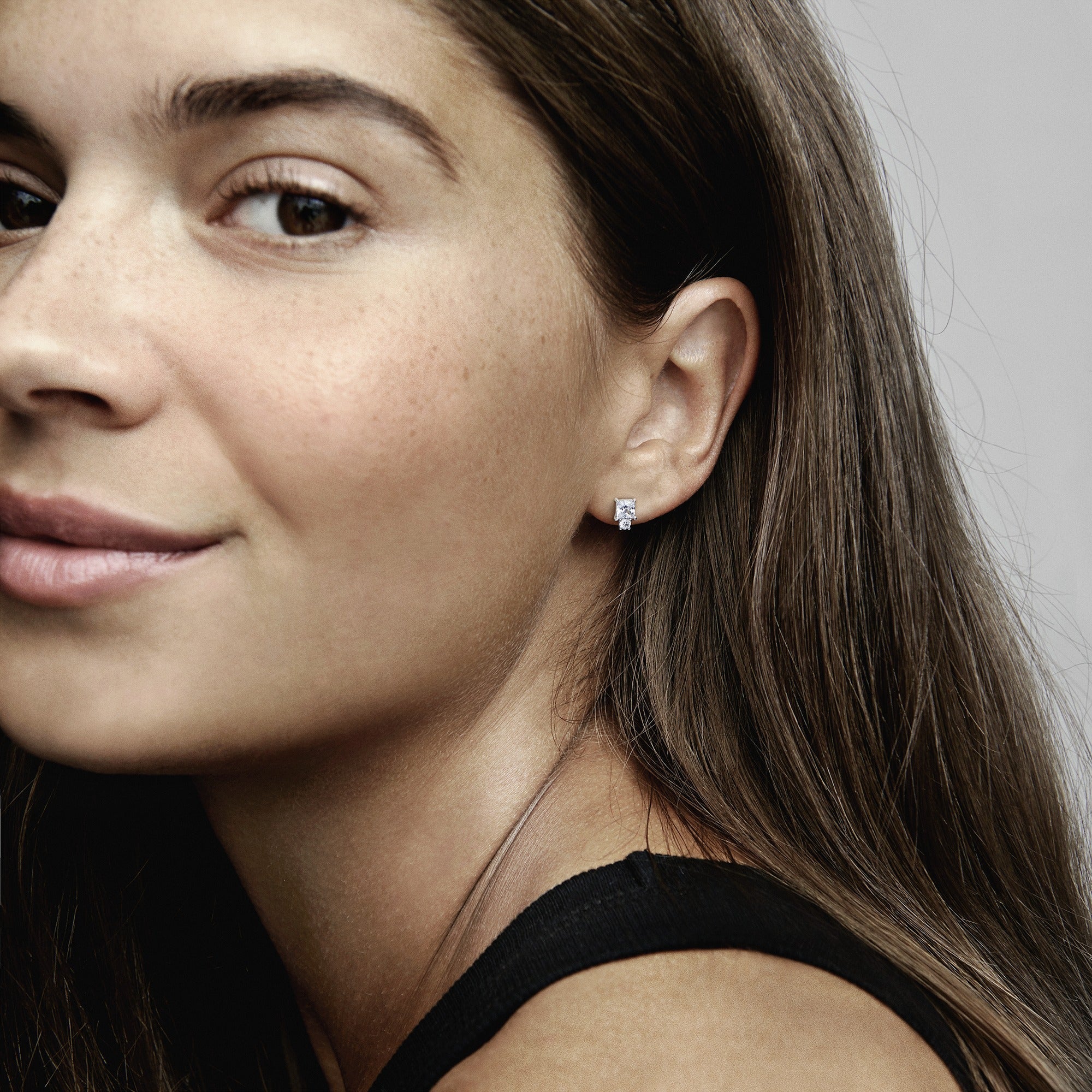 Sparkling Round & Square Earrings