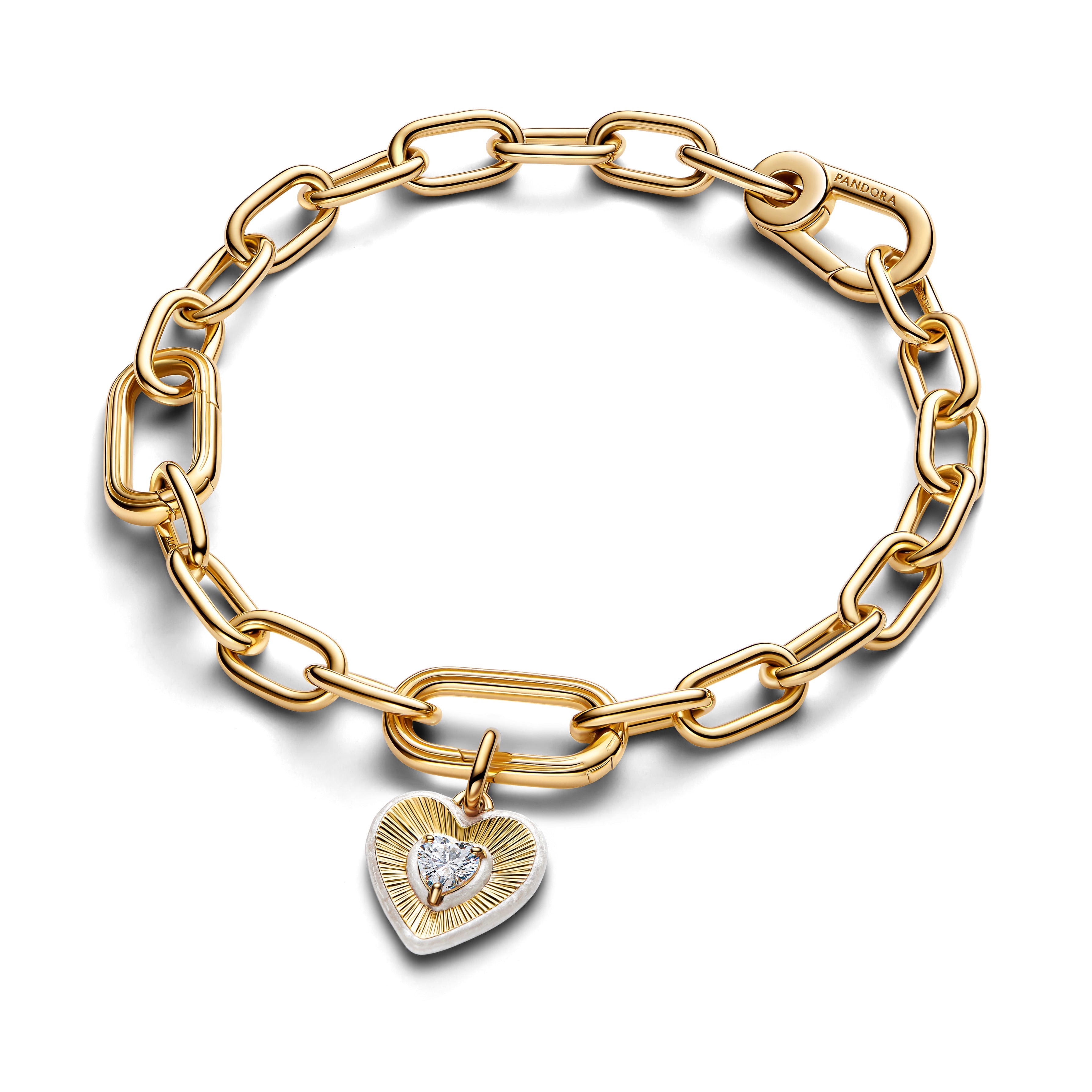 Radiating White Heart Medallion Charm