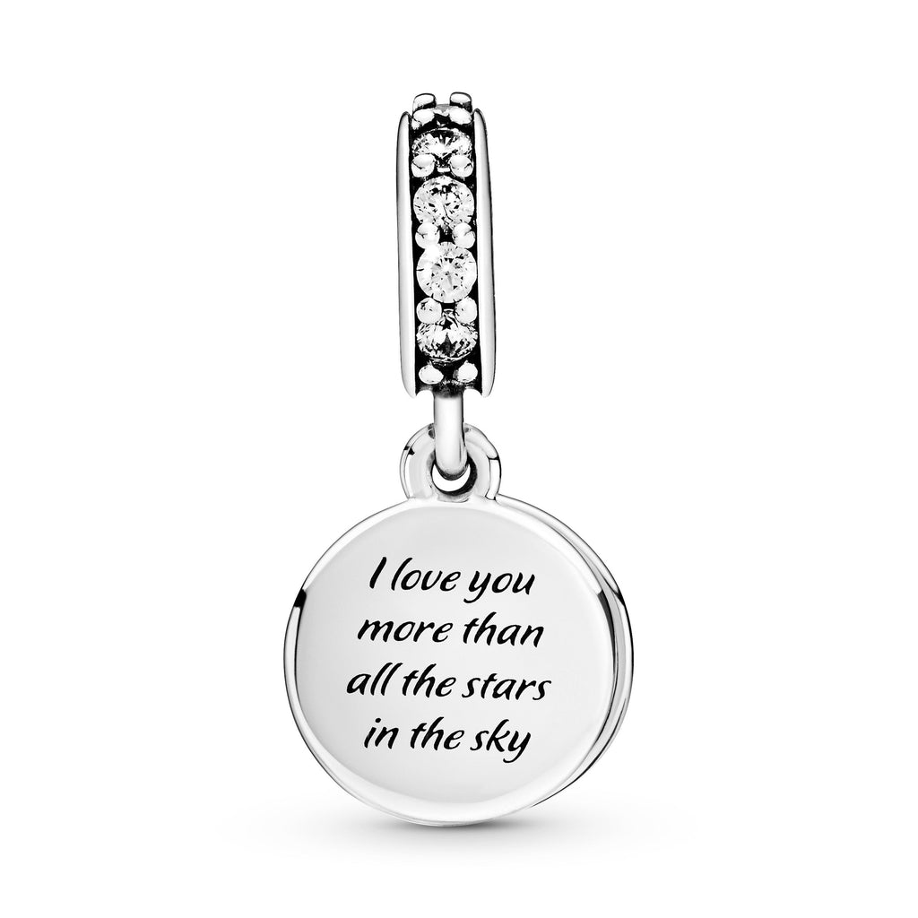Blue Night Sky Crescent Moon & Stars Dangle Charm